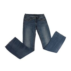 Silver Jeans Co Aiko Mid Bootcut Jeans Womens W25 L33 Blue S Scroll Embroidery‎